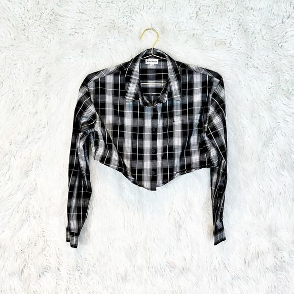 𝅺superdown Bobbi plaid button down crop top - Picture 3 of 6